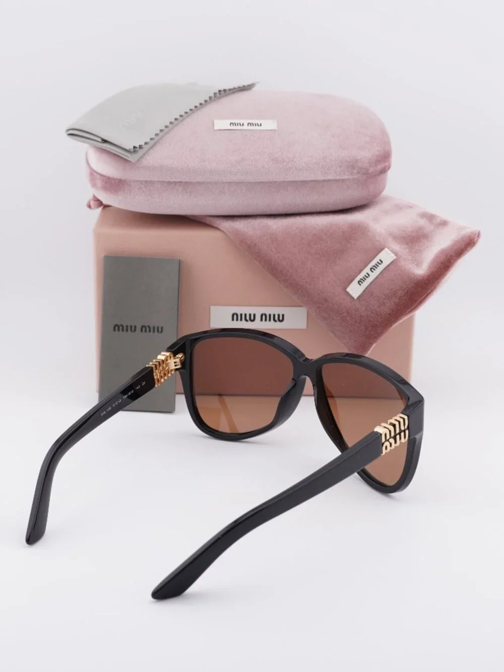 Miu Miu MU A08S 16K90Q Square Sunglasses - Black / Brown